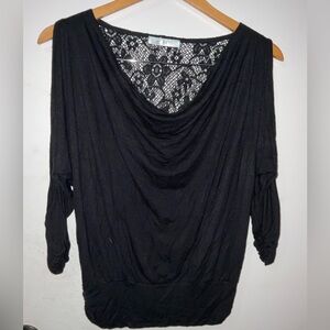 Six Degrees women y2k Black Lace crowl neck Women's Top